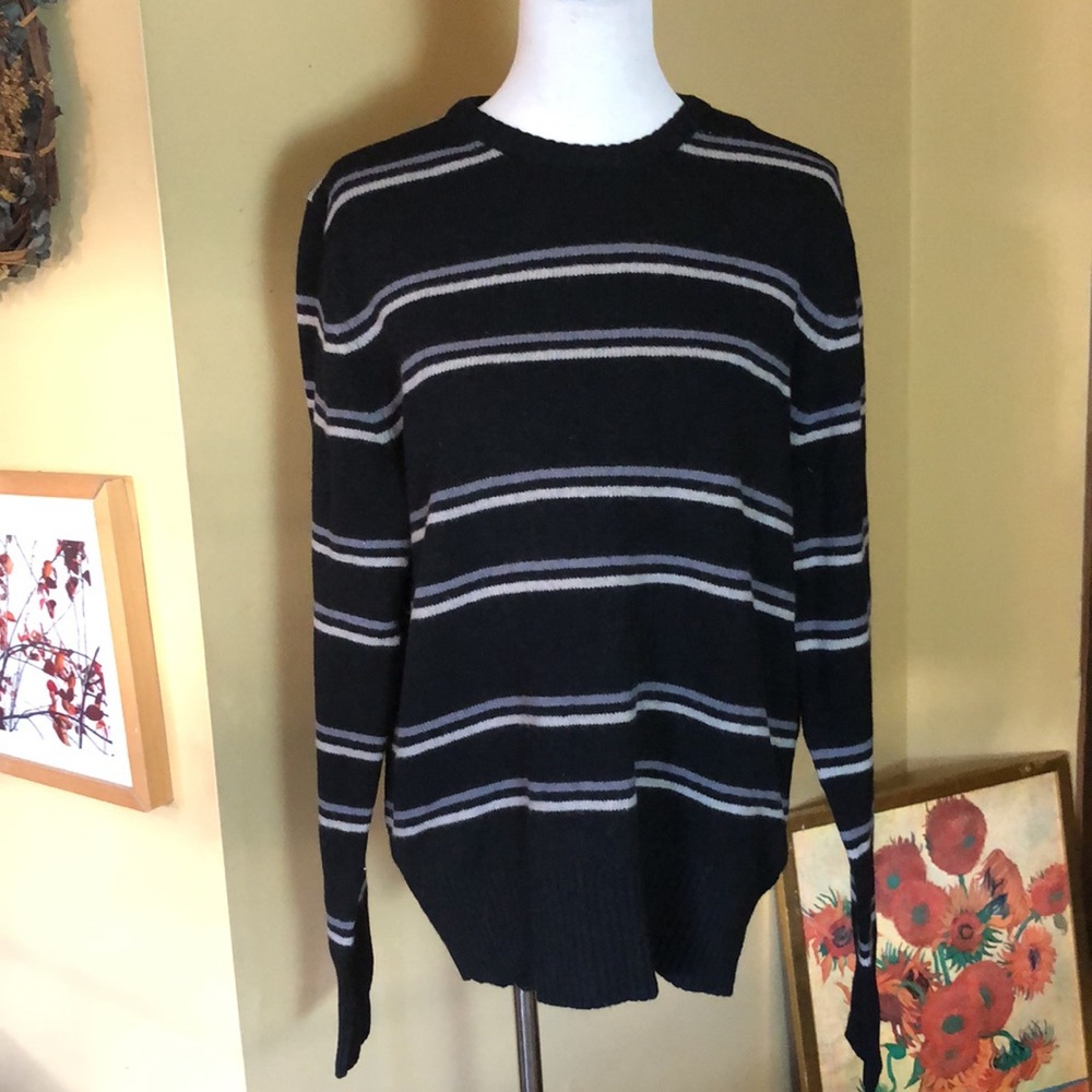 AYC By Joshua Faulk Size XL Wool blend Stripe Clean Graphic $119 NEW